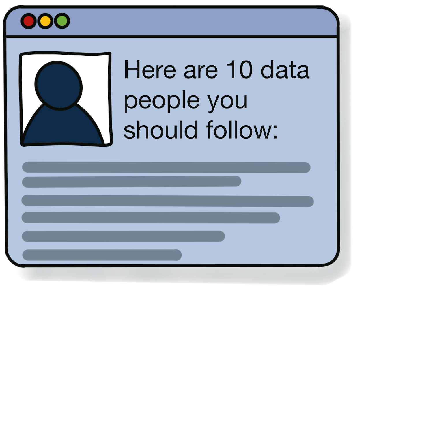 Image showing a window with a post of a person presenting 10 data people you should follow