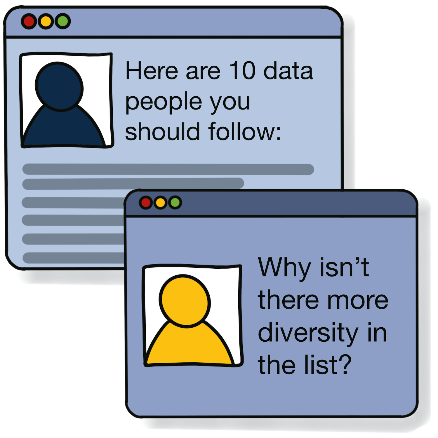 Image showing another window where another person replies and asks why there isn't more diversity in the form