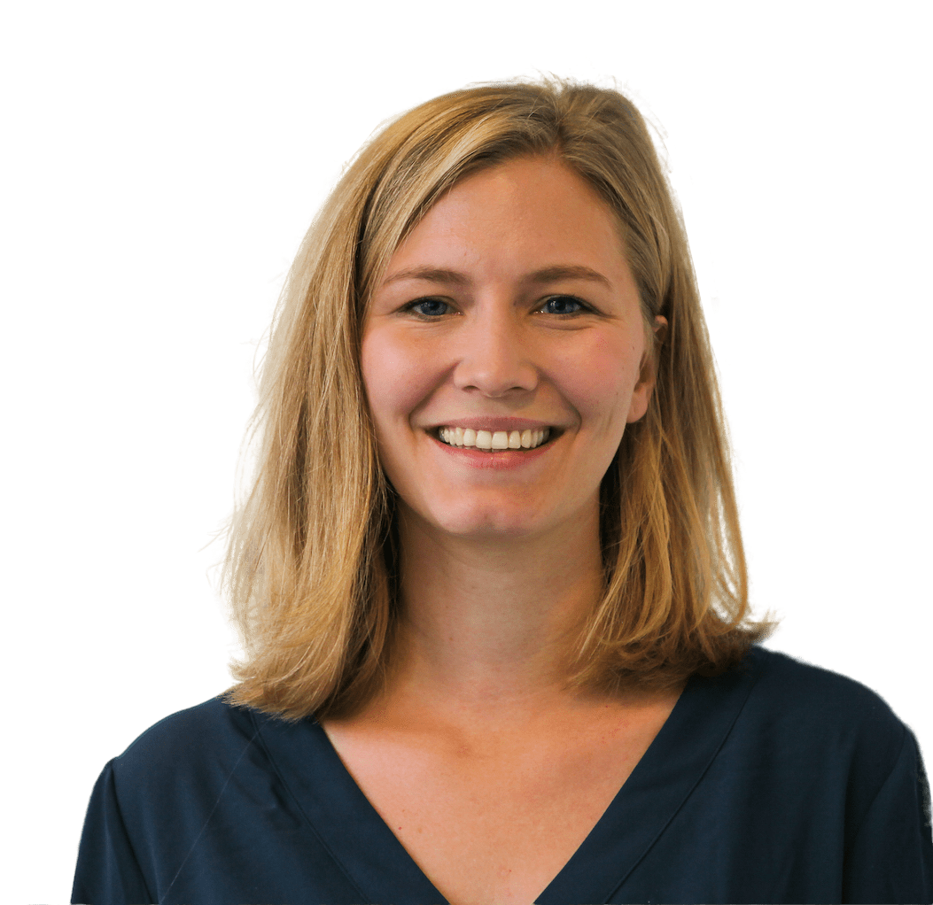 Image showing Cosima smiling, blond hair and wearing a dark blue blouse